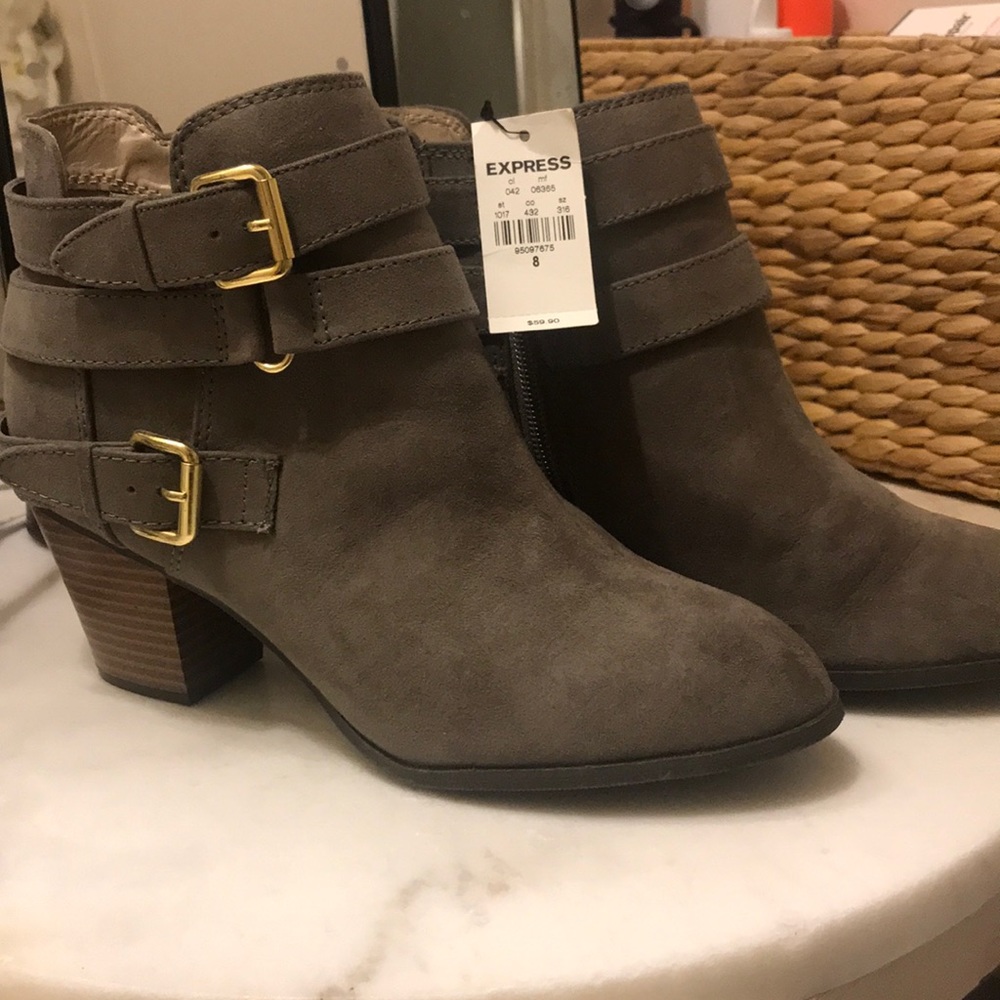 Grey suede booties